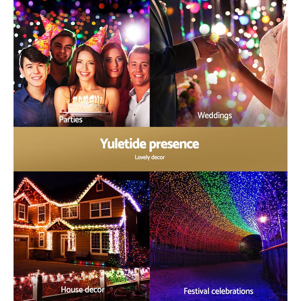 Multicolour Christmas String Lights, 50m, 8 Modes