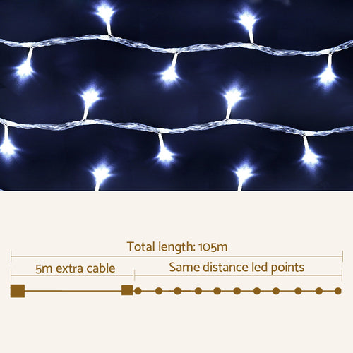 Cool White Christmas String Lights, 100m, 500 LEDs